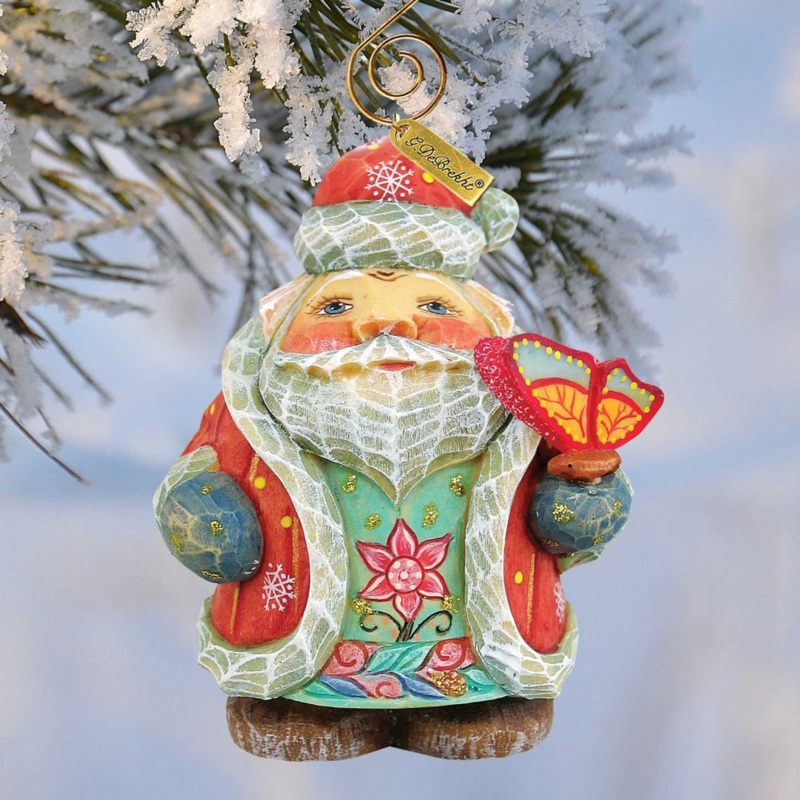 Spring Butterfly Santa Sculpted Hand-Painted Christmas Figurine by G. DeBrekht – Easter Spring Decor – 651826