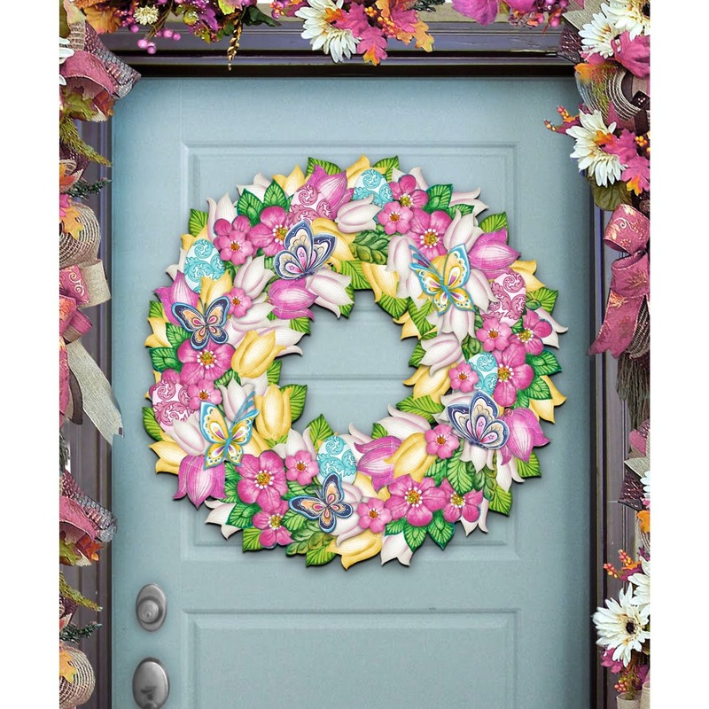 Spring Wreath Decorative Door Decor by G. DeBrekht – Easter Spring Decor – 8185301H
