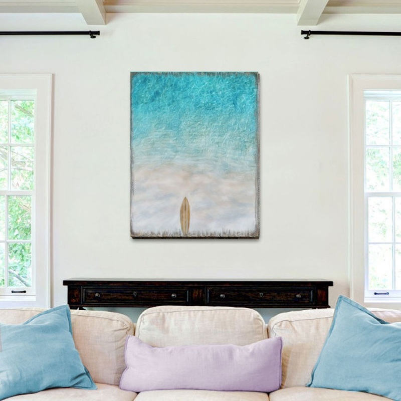 Surfboard Wooden Coastal Wall Art by Nature Wonders – Coastal Sea-Life Decor – 95394B