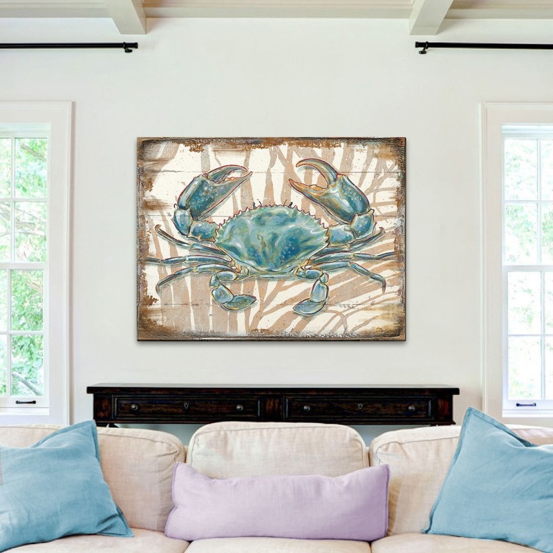 Tangerang Crab Wooden Coastal Wall Art by Nature Wonders – Coastal Sea-Life Decor – 95224-2B