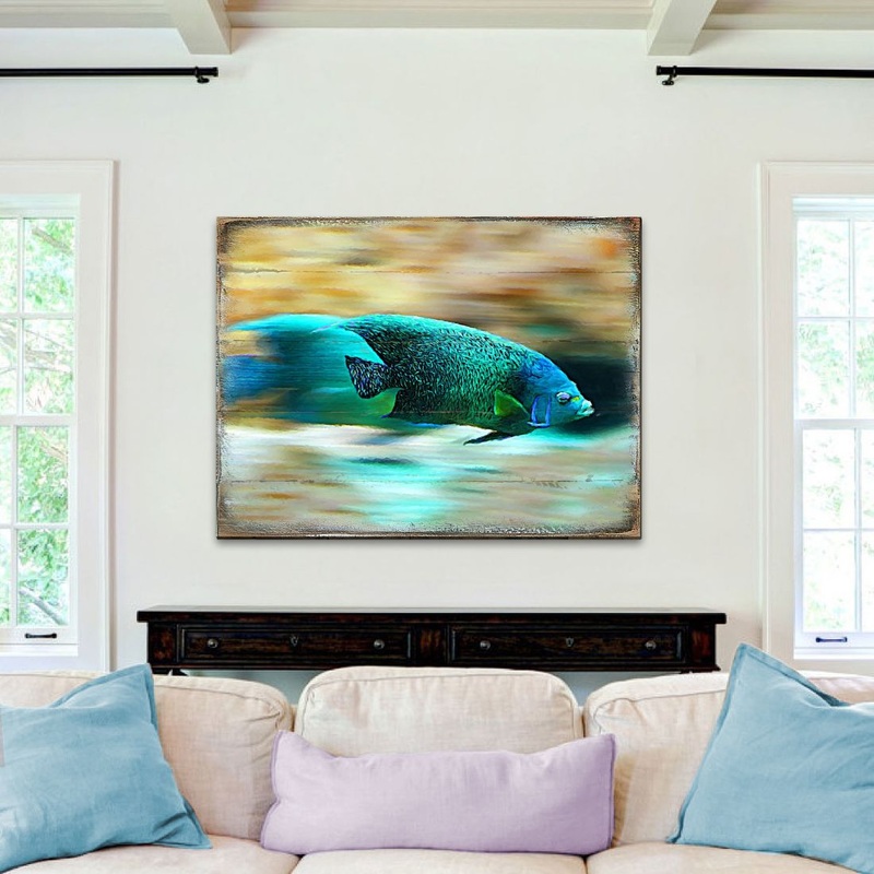 Tropical Fish Wood Wooden Coastal Wall Art by Nature Wonders – Coastal Sea-Life Decor – 95264B