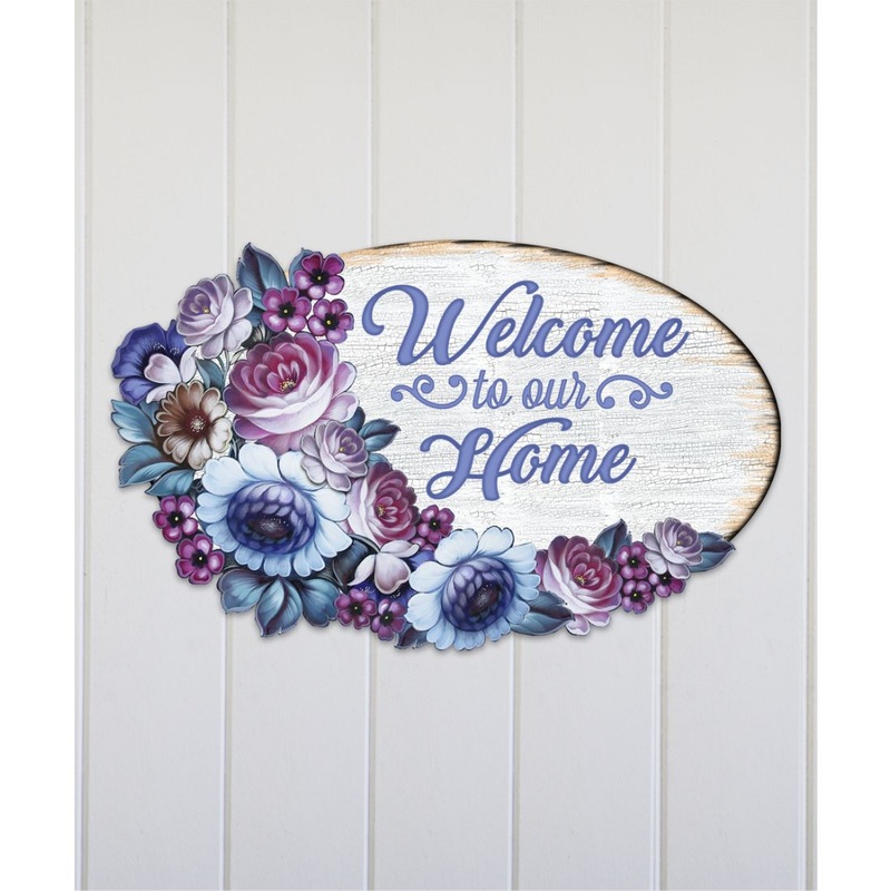 Welcome to Our Home Wreath Easter Door Decor by G. DeBrekht – Easter Spring Decor – 8185311H