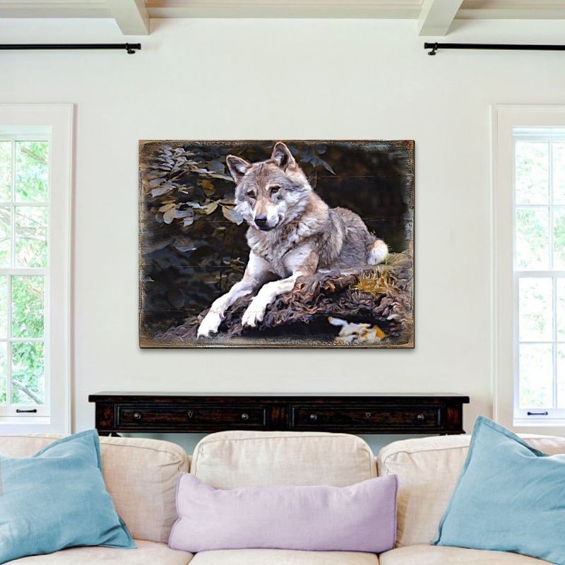 Wolf Art Wooden Wall Art by Nature Wonders – Nature Wildlife Decor  – 95287B