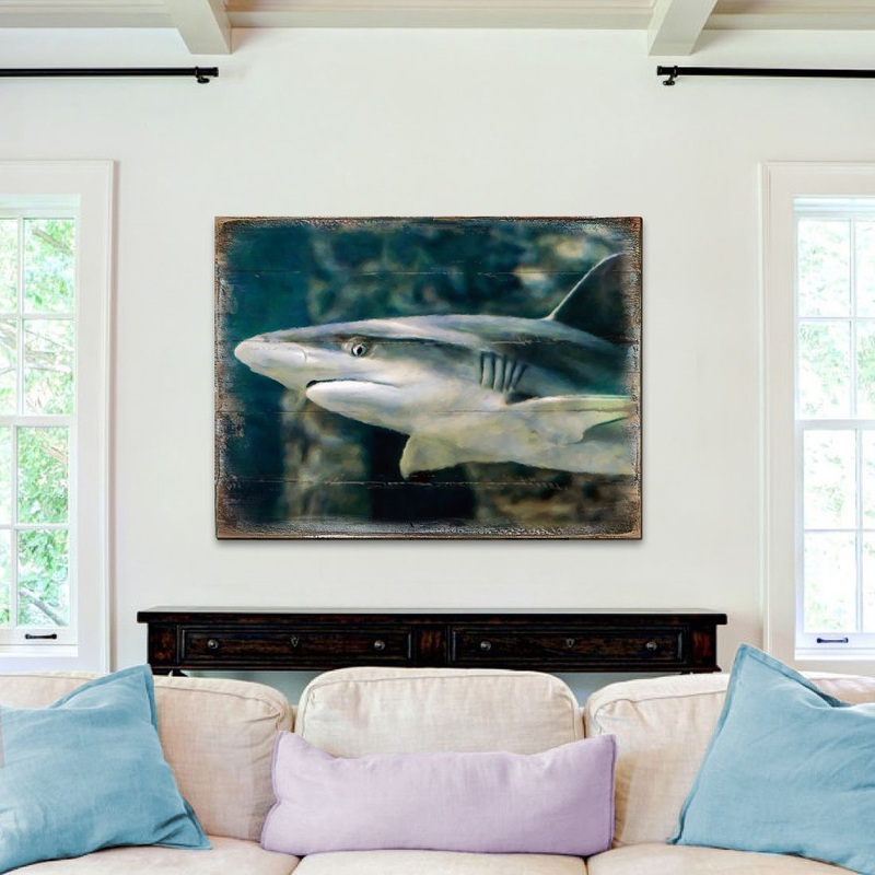 Zindanlari Shark Wooden Coastal Wall Art by Nature Wonders – Coastal Sea-Life Decor – 95324B