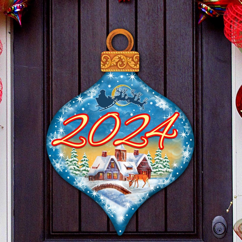 2024 Dated Christmas Village Door Decor by  – Christmas Santa and Snowman Decor – 8112182H-D24