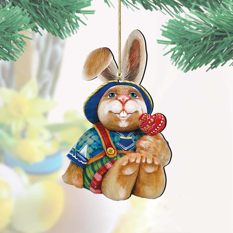 Baby Bunny Wooden Ornaments Easter by G. DeBrekht – Easter Spring Decor – 8154422