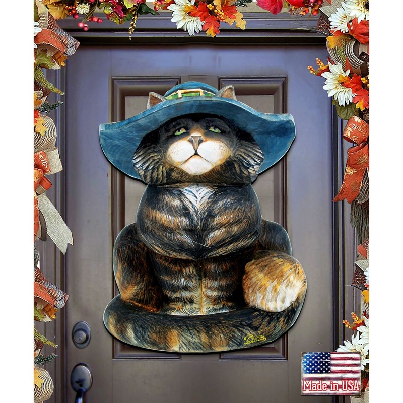 Black Cat Halloween Door Decor by G. DeBrekht – Thanksgiving Halloween Decor – 8158411H