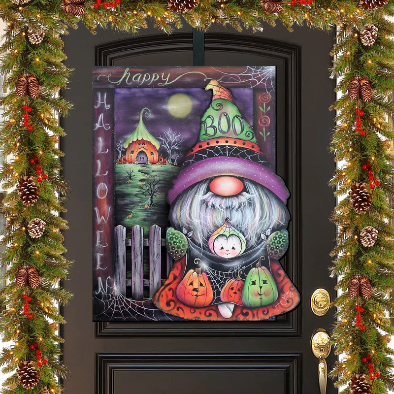 Boo Halloween Gnome Holiday Door Decor by Jamie Mills-Price – Halloween Decor – 8611077H-MP