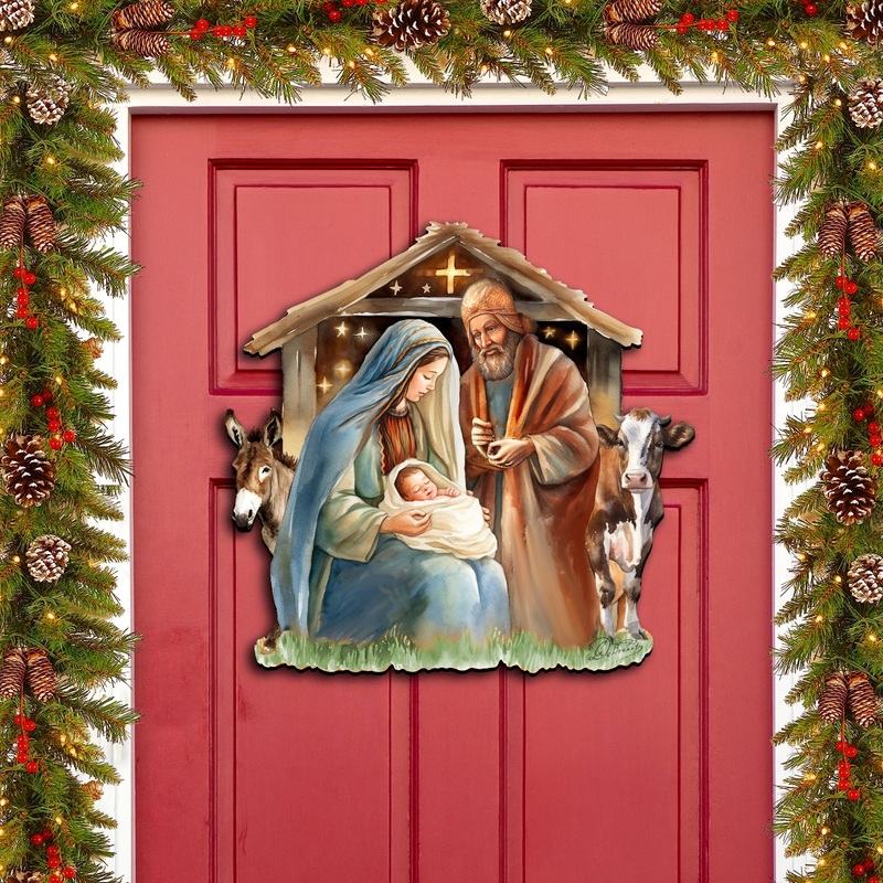 Born Under Bright Star Nativity Holiday Door Decor by G. Debrekht – Nativity Holiday Decor – 8611082H