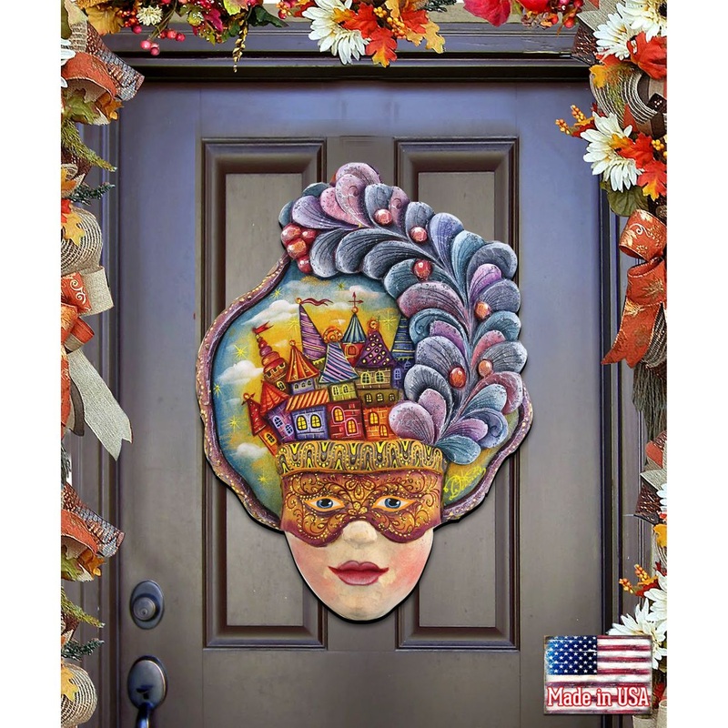 Carnival Mask Halloween  Door Decor by G. DeBrekht – Thanksgiving Halloween Decor – 8161038H