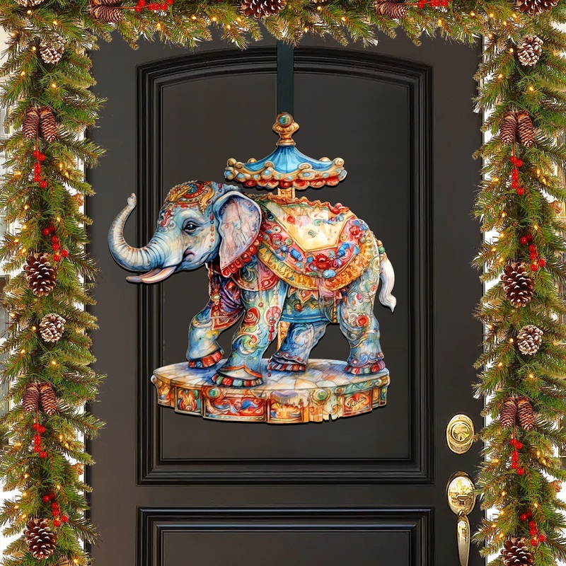 Carousel Elefant Holiday Door Decor  by G. Debrekht – Christmas Decor – 8611029H