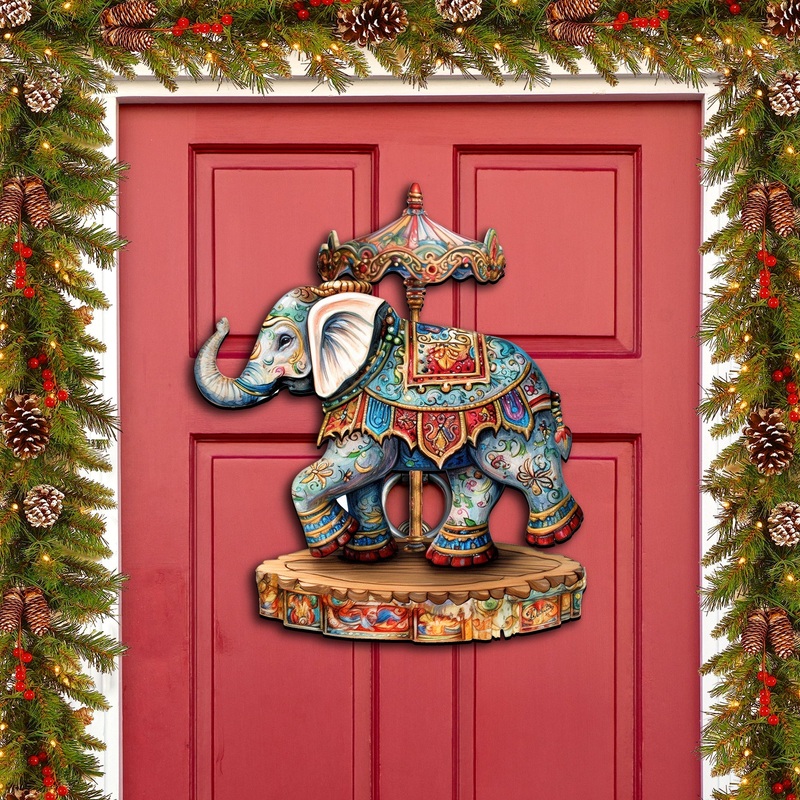 Carousel Elephant Holiday Door Decor  by G. Debrekht – Christmas Decor – 8611029-2H