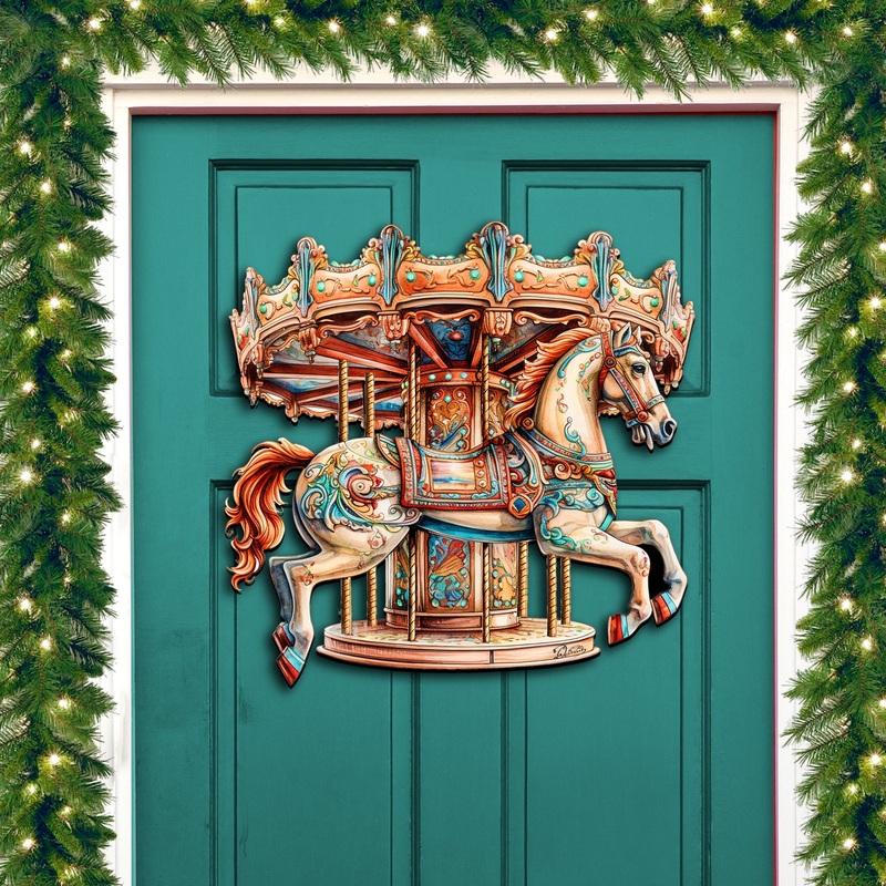 Carousel Horse Holiday Door Decor  by G. Debrekht – Christmas Decor – 8611027H
