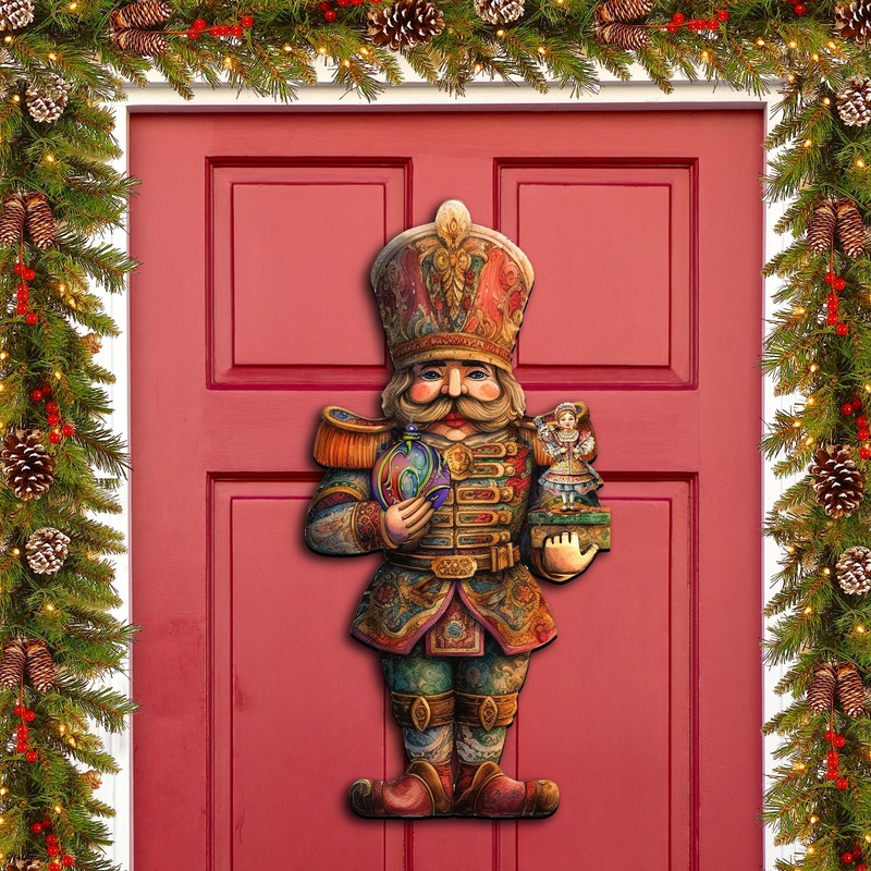 Charming Clara and Nutcracker Prince Holiday Door Decor by G. Debrekht – Christmas Decor – 8611059H