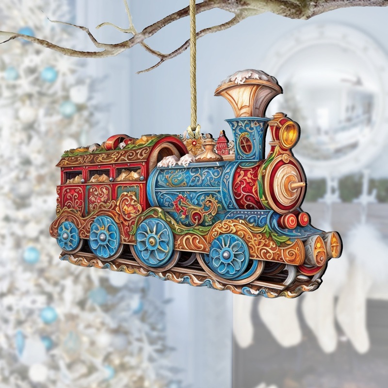 Christmas Train Wooden Ornaments by G. Debrekht – Christmas Decor – 8100198-3