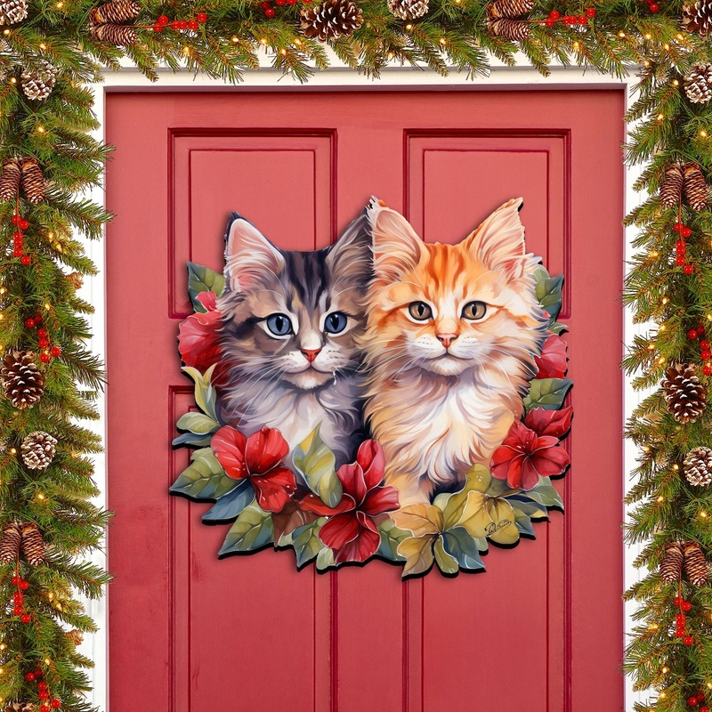 Cute Kittens Holiday Door Decor Wall Decor by G. Debrekht – Pets Decor – 8611091H