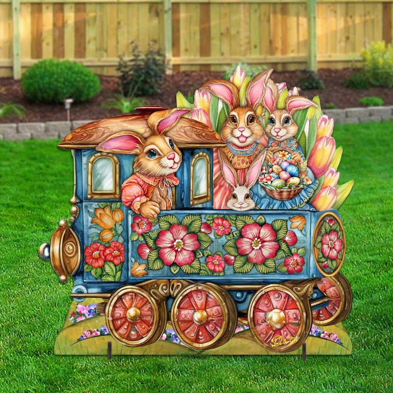 Easter Bunny Train Easter Lawn Decor by G. DeBrekht – Easter Spring Decor – 8652781F