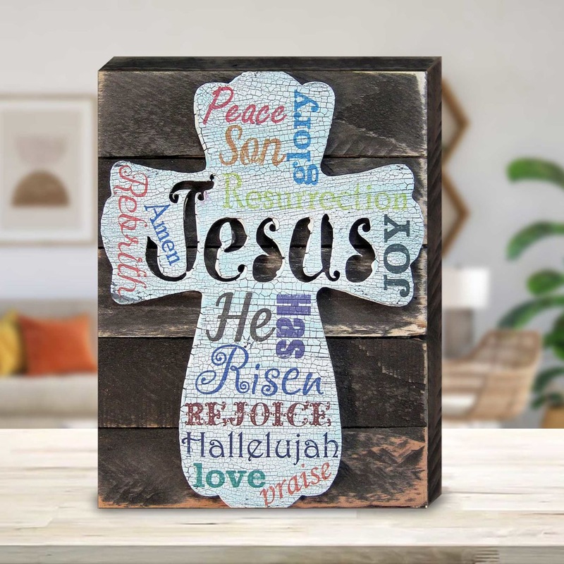 Easter Cross Monogram Wooden Wall Art by Nature Wonders – Easter Spring Decor – 98715B