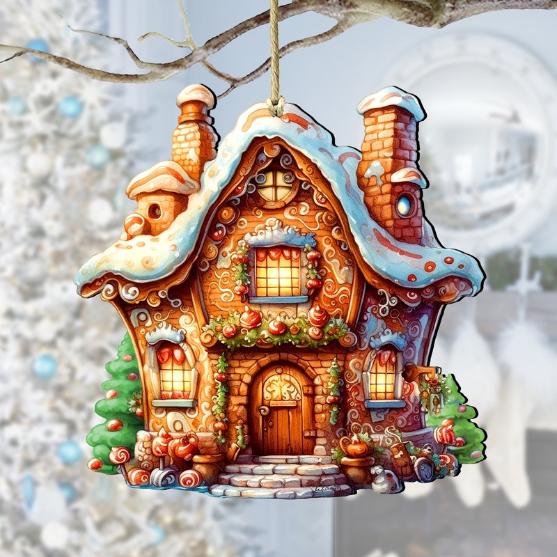 Fairy Tale House Wooden Ornaments by G. Debrekht – Christmas Decor – 8100191-1