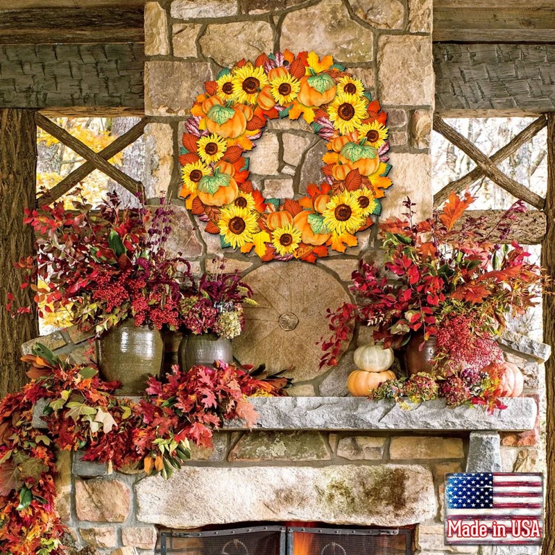 Fall Holiday Door Wreath by G. DeBrekht – Thanksgiving Halloween Decor – 8185305H