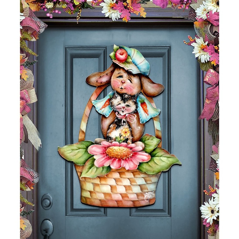 Flower Basket Friends! Easter Door Decor by Jamie Mills-Price – Easter Spring Decor – 8457607H