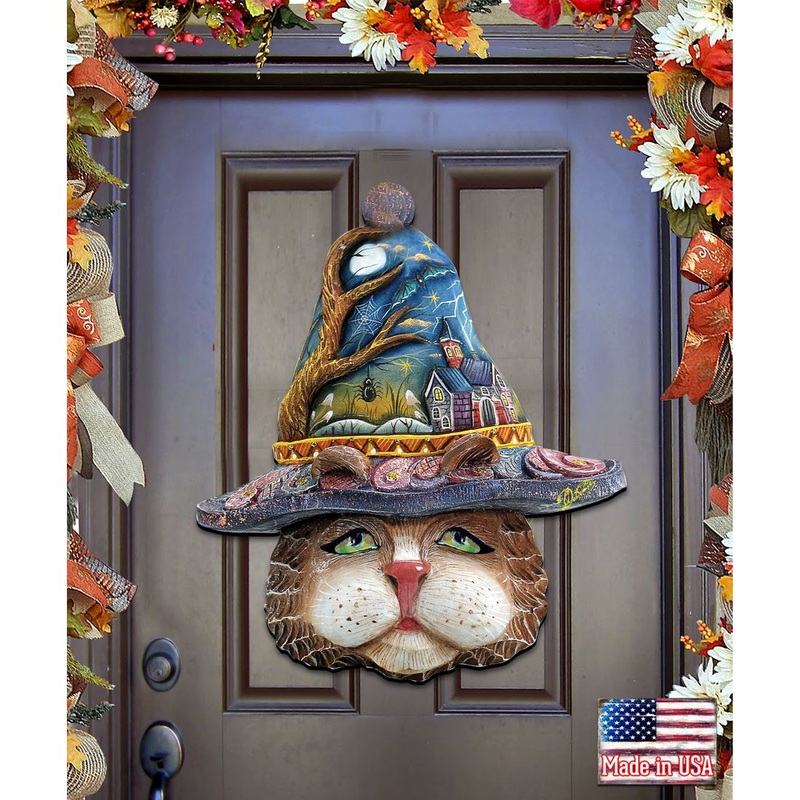 Halloween Eve Cat Halloween Door Decor by G. DeBrekht – Thanksgiving Halloween Decor – 8161039H