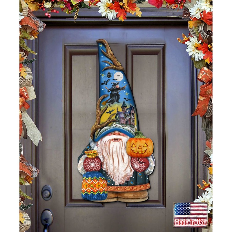 Halloween Gnome Door Decor by G. DeBrekht – Thanksgiving Halloween Decor – 8611016H