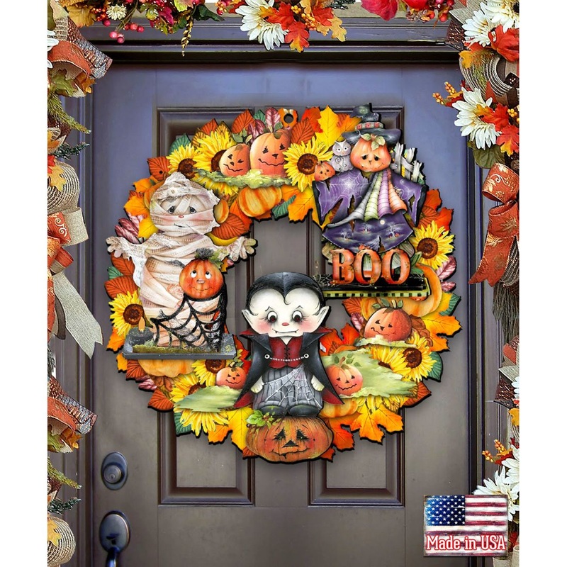 Halloween Holiday Door Wreath by G. DeBrekht – Thanksgiving Halloween Decor – 8185316H