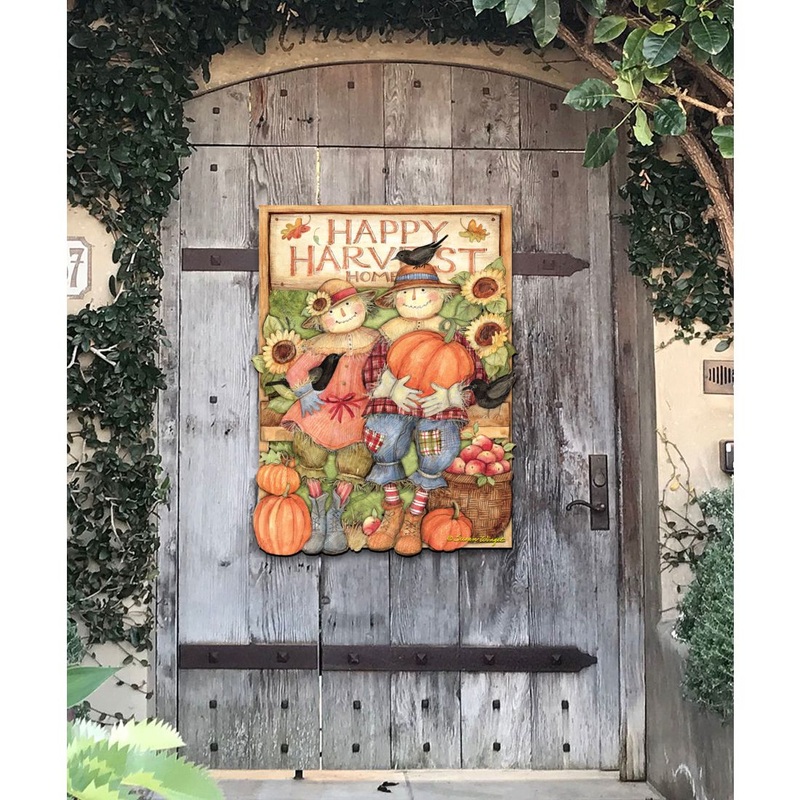 Happy Harvest Halloween Couple Door Decor by Susan Winget – Thanksgiving Halloween Decor – 8471203H-SW
