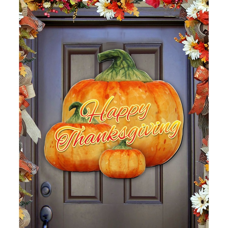 Happy Thanksgiving Pumpkins Halloween Door Decor by G. DeBrekht – Thanksgiving Halloween Decor – 8158414-2GH