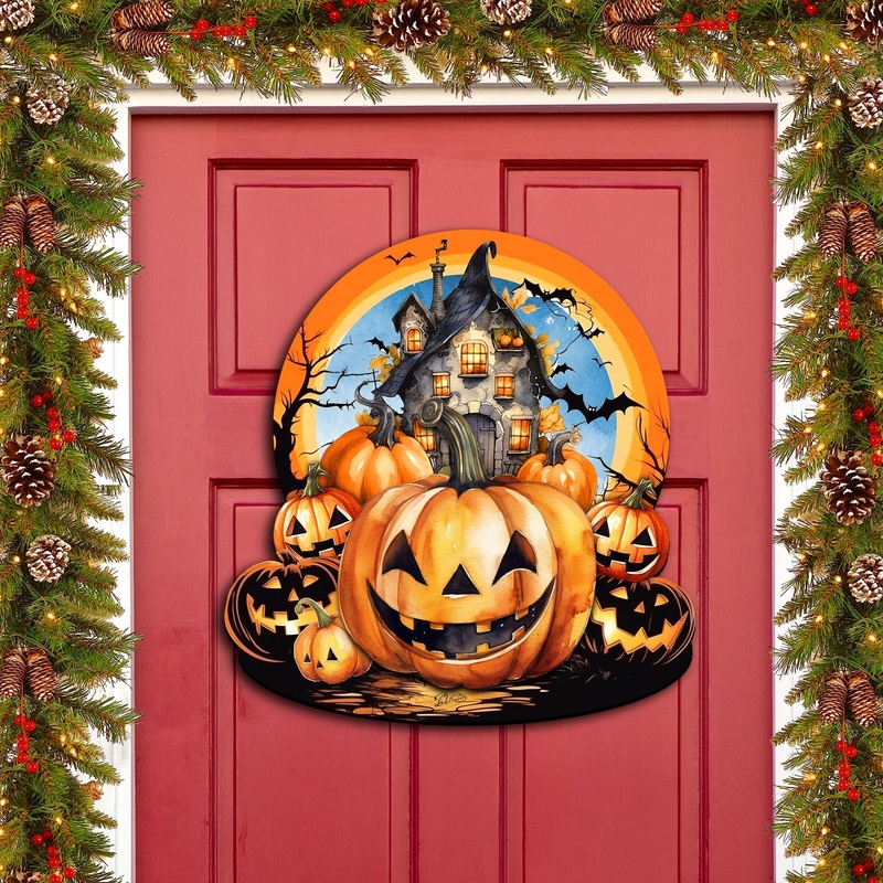 Haunted House Holiday Door Decor by G. Debrekht – Thanksgiving Halloween Decor – 8611041-2H
