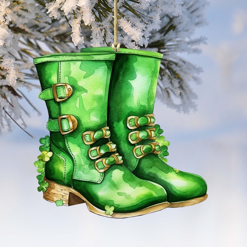 Irish Green Boots Wooden Ornaments by G. DeBrekht Easter Spring Decor – 8652777