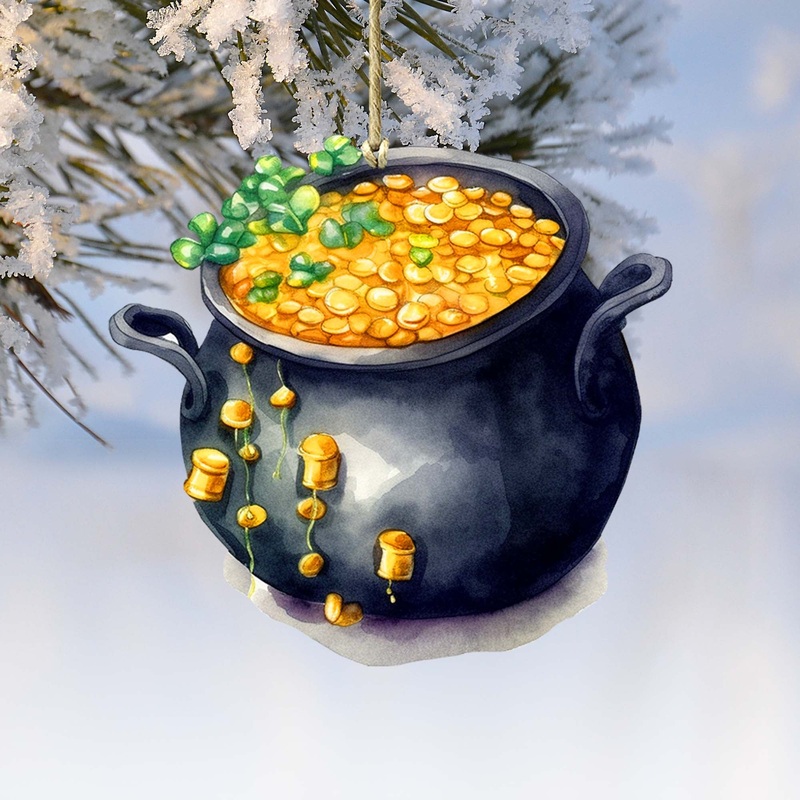 Irish Pot of Gold Wooden Ornaments by G. DeBrekht Easter Spring Decor – 8652776