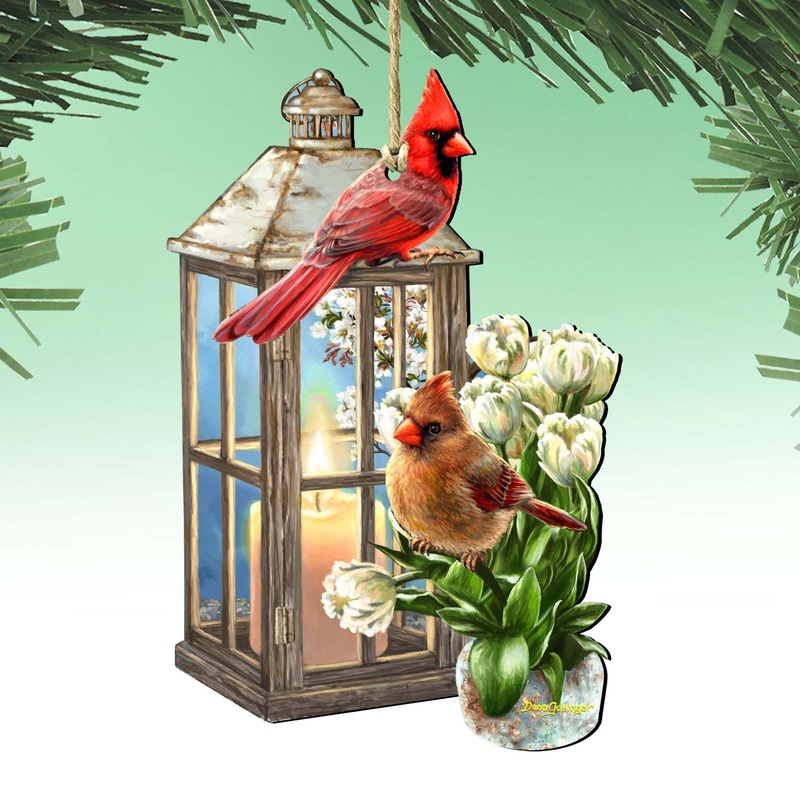 Lantern Cardinals Wooden Ornaments by Gelsinger – Easter Spring Decor – 8461057-DG