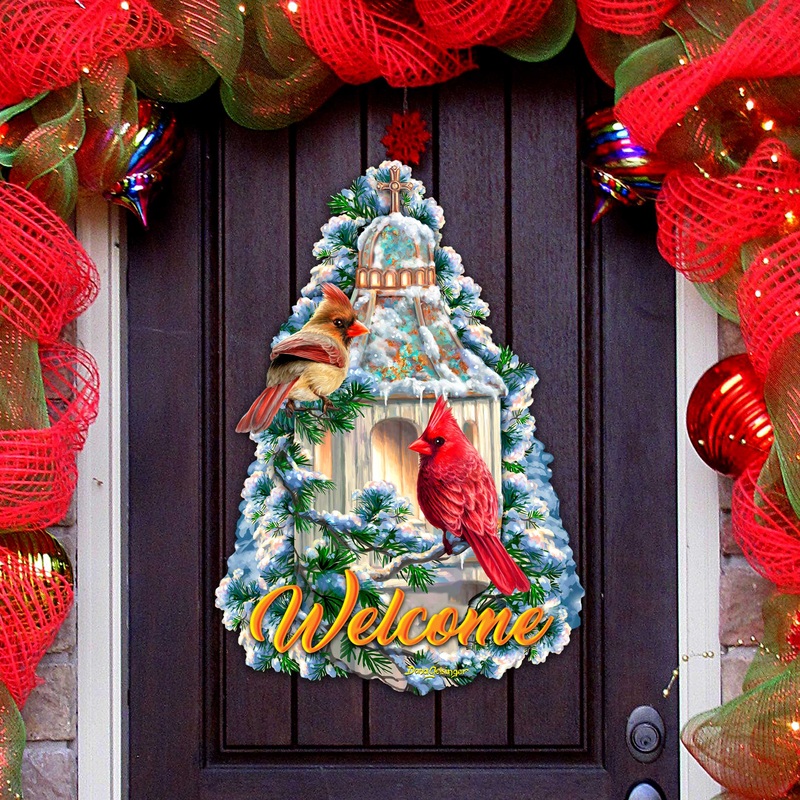 Little Cardinal Chapel Holiday Door Decor by D. Gelsinger – Christmas Decor – 8652809H-DG