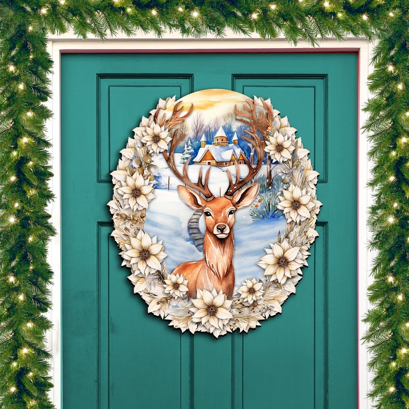 Majestic Forest Deer Holiday Door Decor by G. Debrekht – Christmas Decor – 8611065H