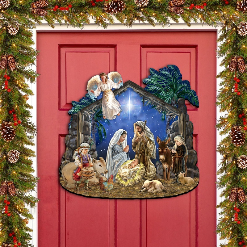 Nativity with Angel Holiday Door Decor by D. Gelsinger – Nativity Holiday Decor – 8652760H