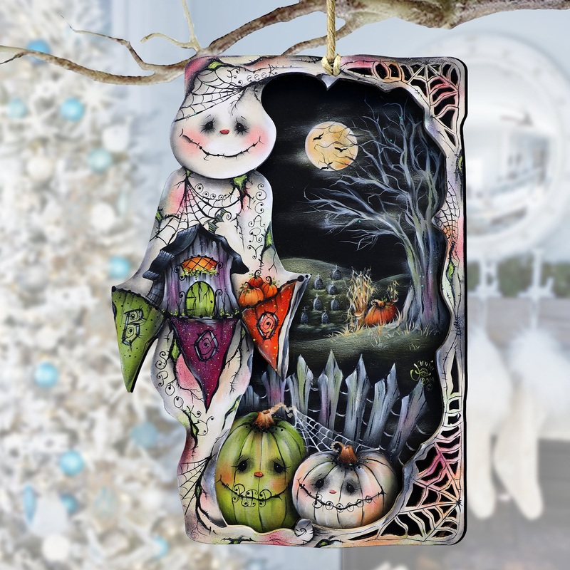 Night of the Pumpkins Wooden Ornaments by Jamie Mills-Price Halloween Decor – 8611078-MP