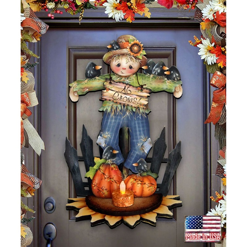 No Crows Scarecrow Halloween Door Decor by Jamie Mills-Price – Thanksgiving Halloween Decor – 8457404H