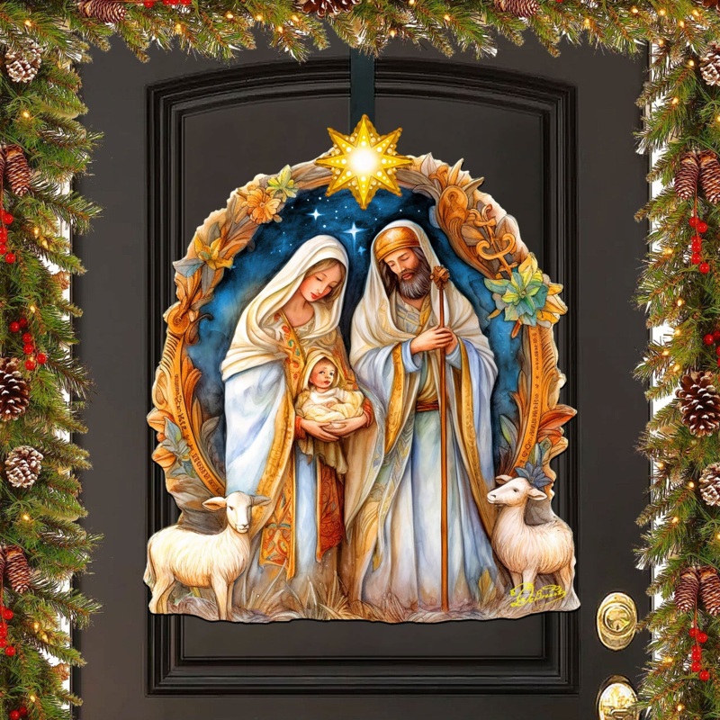 Nostalgic Nativity Scene Holiday Door Decor by G. Debrekht – Nativity Holiday Decor – 8611074H