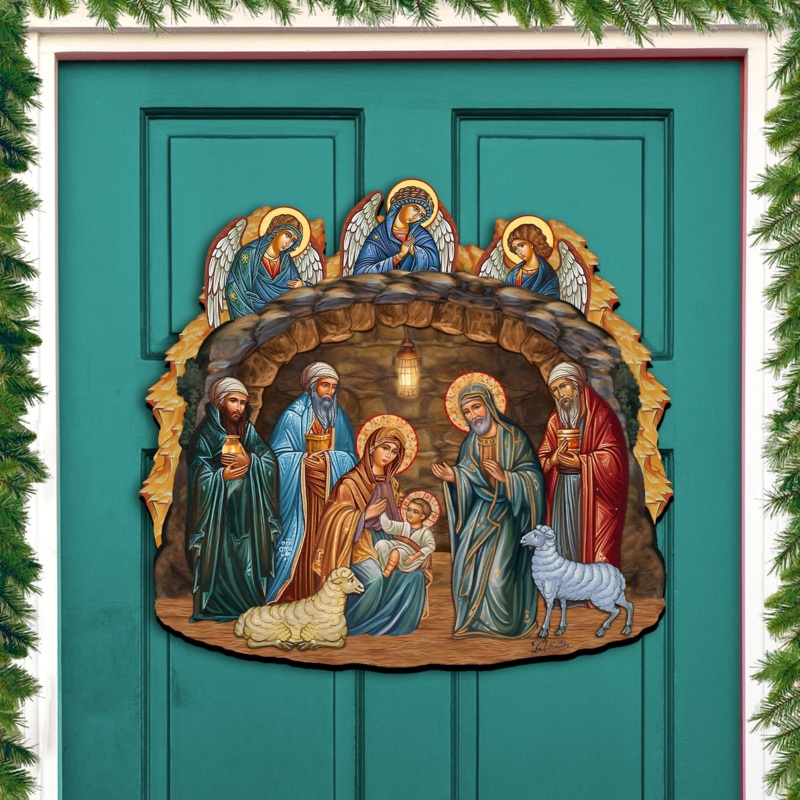 Orthodox Nativity Scene Holiday Door Decor by G. Debrekht – Nativity Holiday Decor – 8652762H