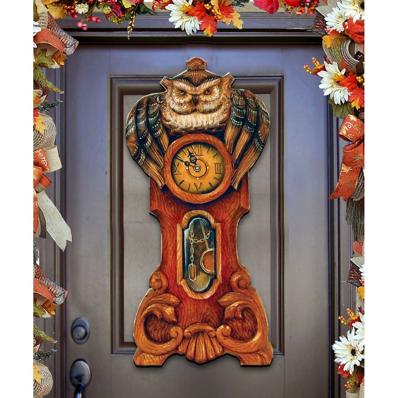 Owl Clock Halloween Door Decor by G. DeBrekht – Thanksgiving Halloween Decor – 8153311H