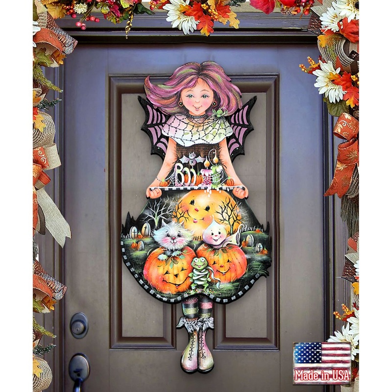 Pumpkin Fairy Halloween Door Decor by Jamie Mills-Price – Thanksgiving Halloween Decor – 8457412H