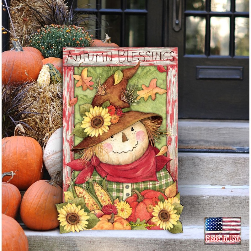 Scarecrow Halloween Door Decor by Susan Winget – Thanksgiving and Halloween Decor – 8471204H-SW