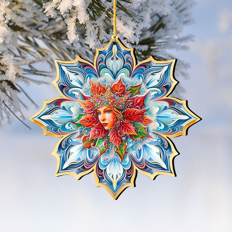 Snow Queen Snowflake Wooden Ornaments by G. Debrekht – Christmas Decor – 8688402