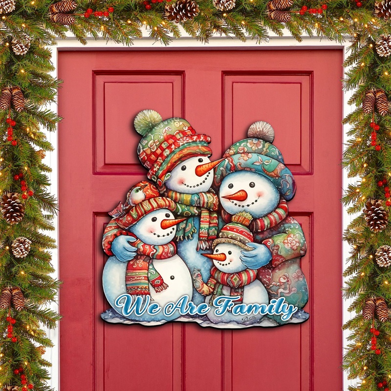 Snowman’s Family Holiday Door Decor  by G. Debrekht – Christmas Decor – 8611057H