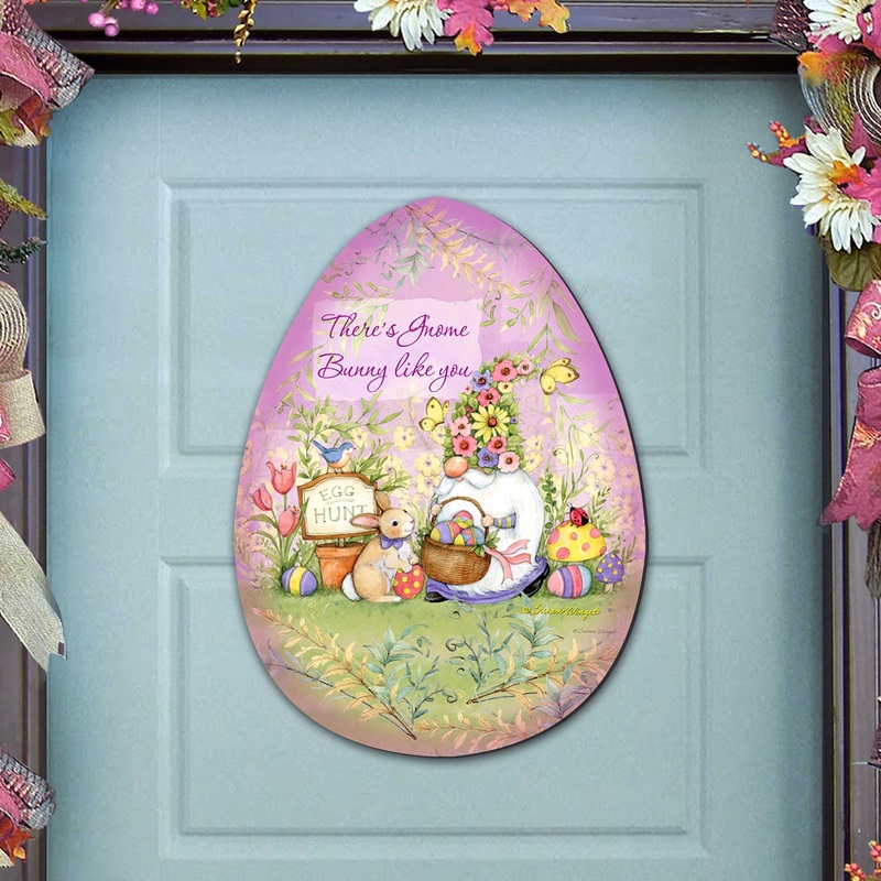 Spring Garden Gnome Door Decor by Susan Winget – Easter Decor – 8471121H-SW