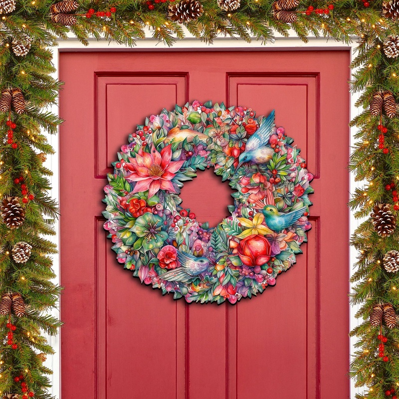 Summer Blooms Wreath Holiday Door Decor by G. Debrekht – Spring Easter Decor – 8611072H