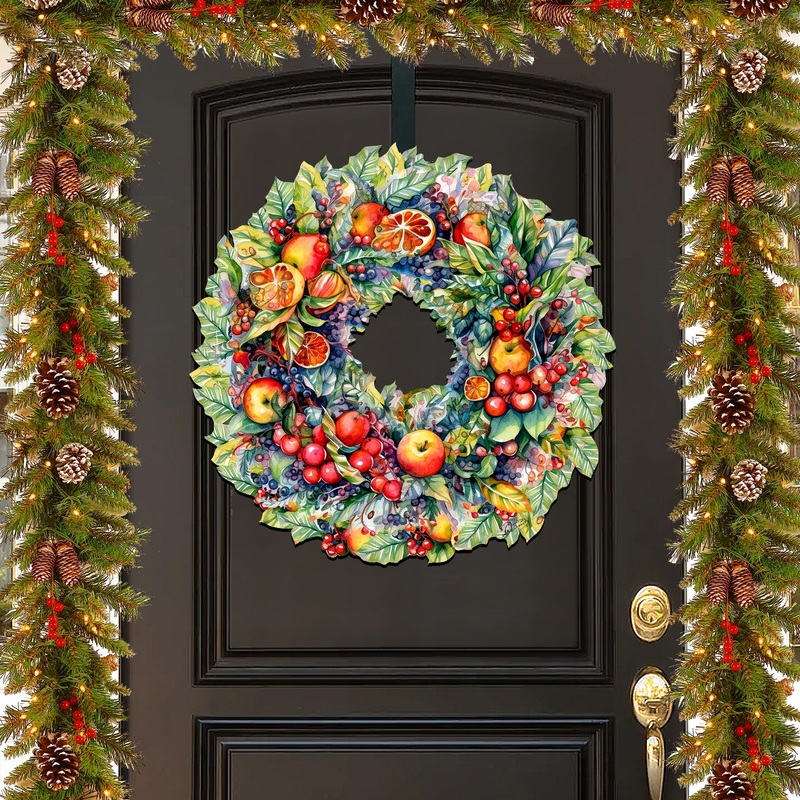 Summer Harvest Fruit Wreath Holiday Door Decor by G. Debrekht – Fall Halloween Decor – 8611071H