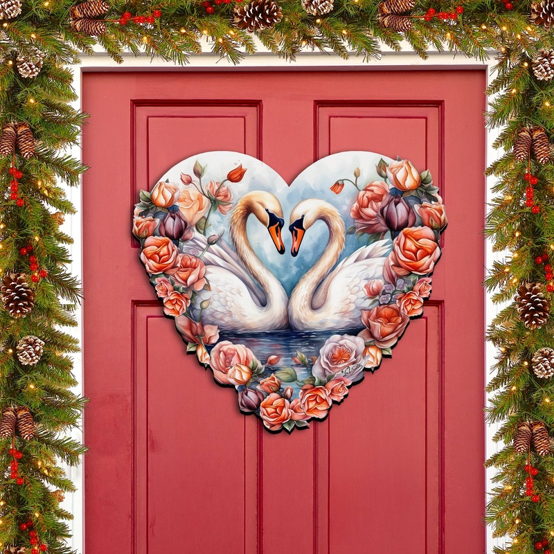 Swans Love Holiday Door Dcor by G. Debrekht – Love Kids Family Dcor – 8611038H
